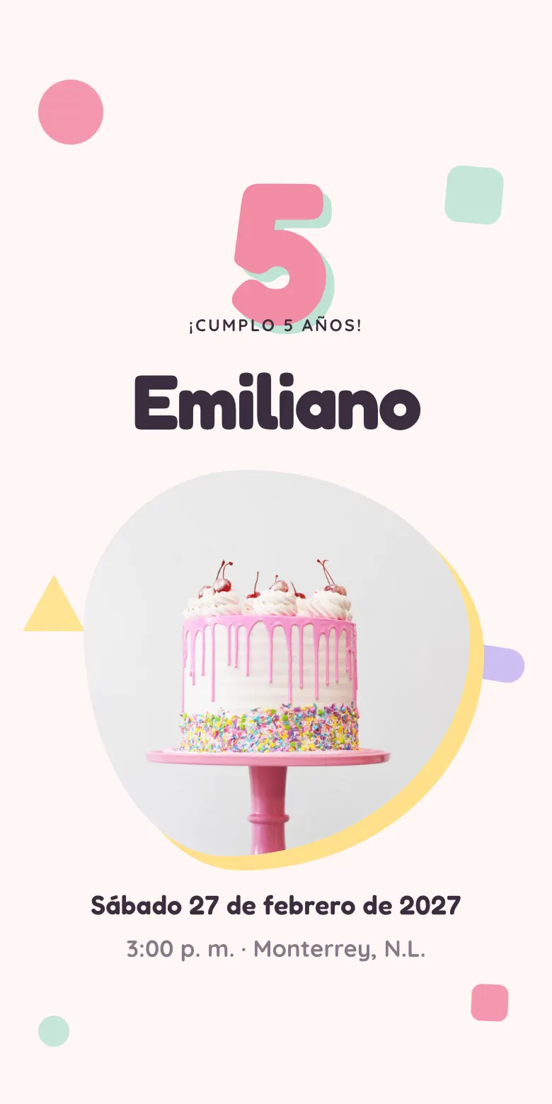 Plantilla Confeti de invitación digital para fiesta infantil