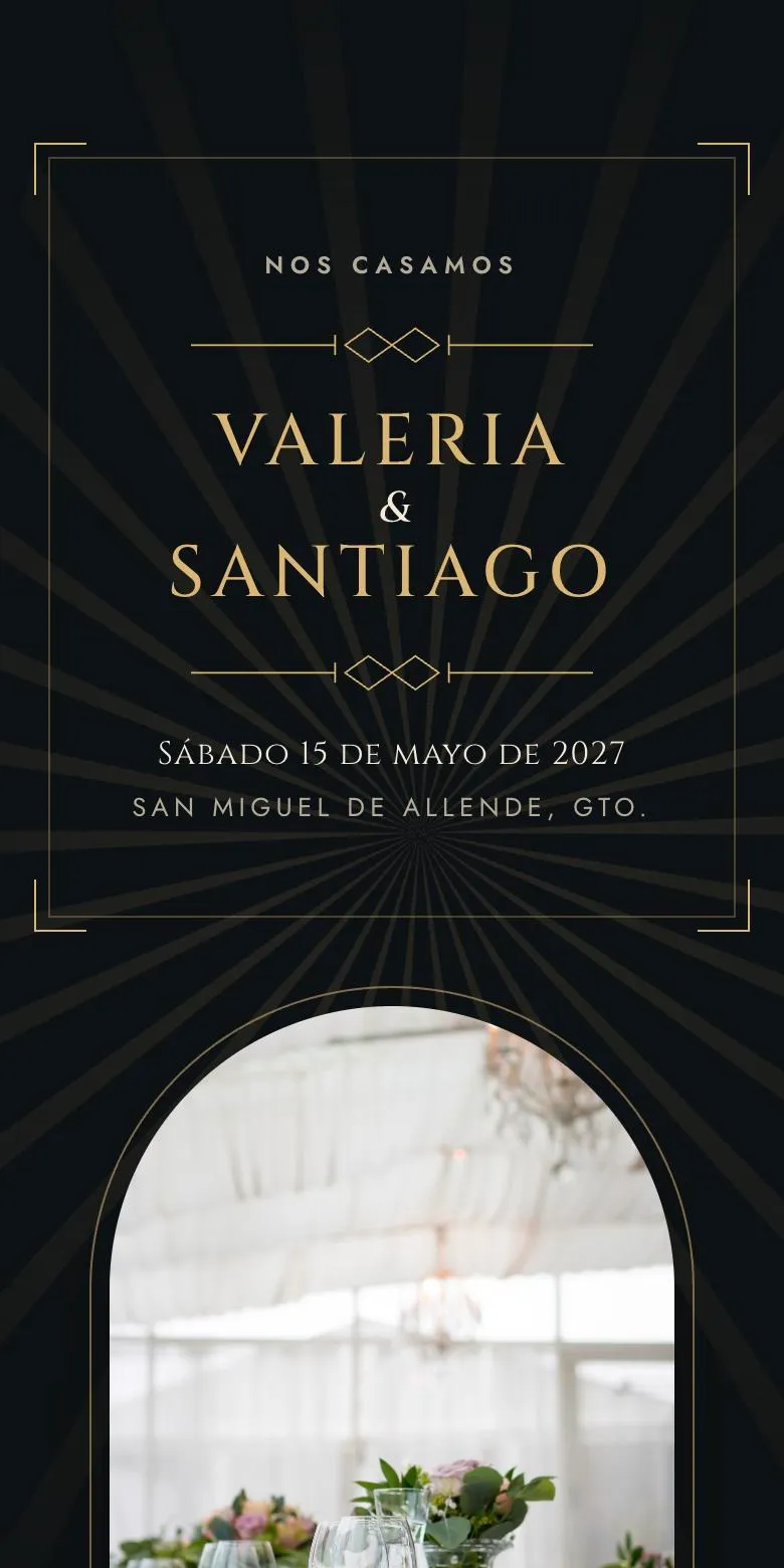Plantilla Gatsby de invitación digital para boda