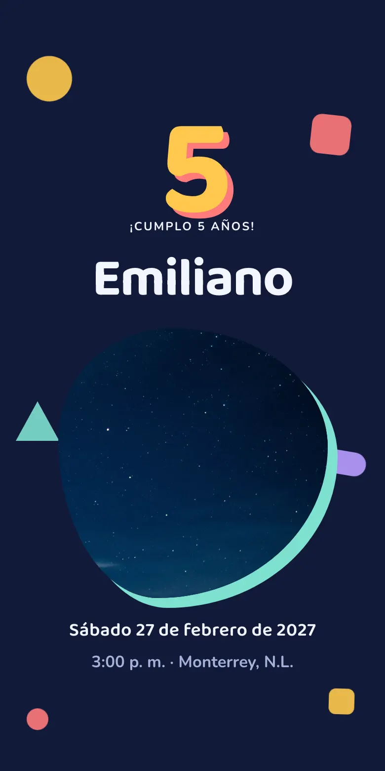 Plantilla Espacio de invitación digital para fiesta infantil