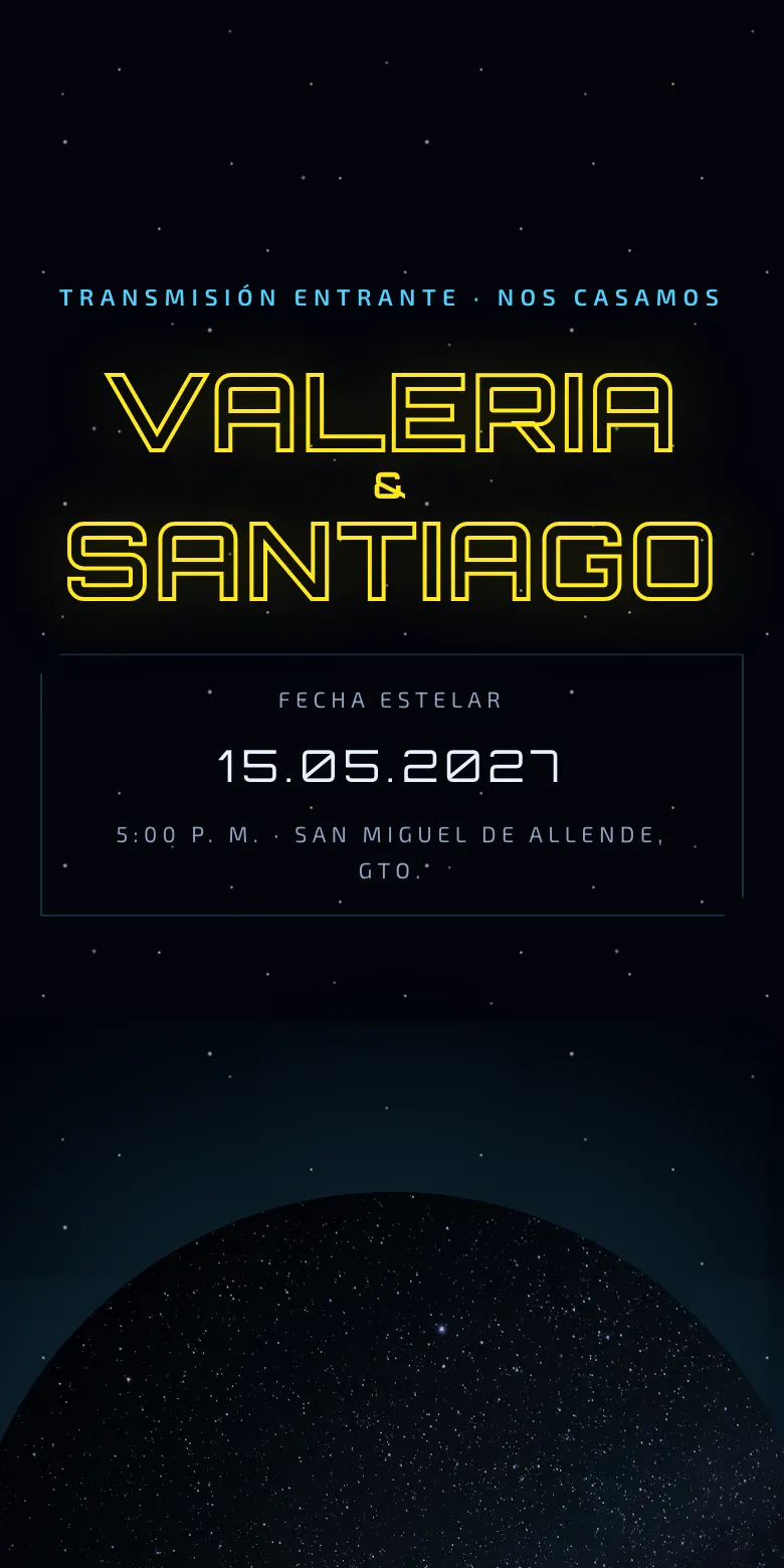 Plantilla Galaxia de invitación digital para boda