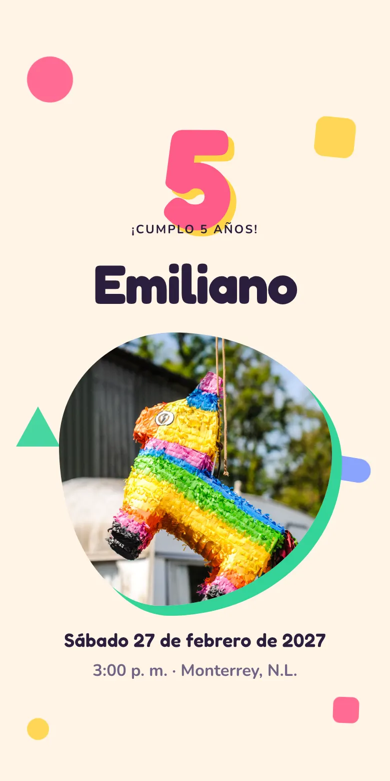 Plantilla Piñata de invitación digital para fiesta infantil