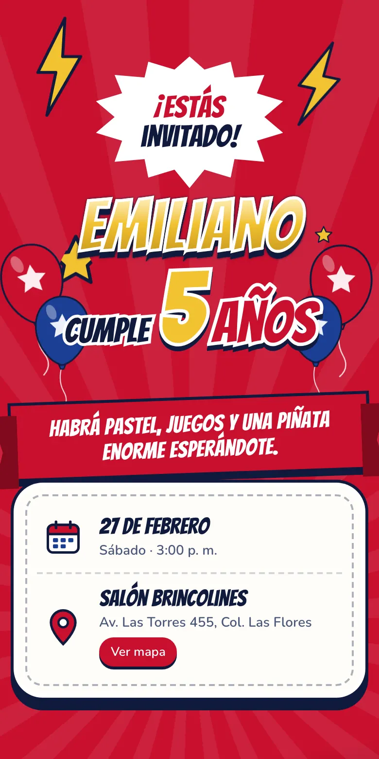 Plantilla Superequipo de invitación digital para fiesta infantil